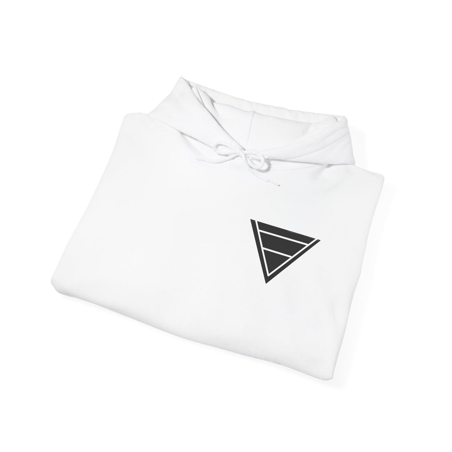 Minimal Geometric Triangle Hoodie — Small Chest Logo