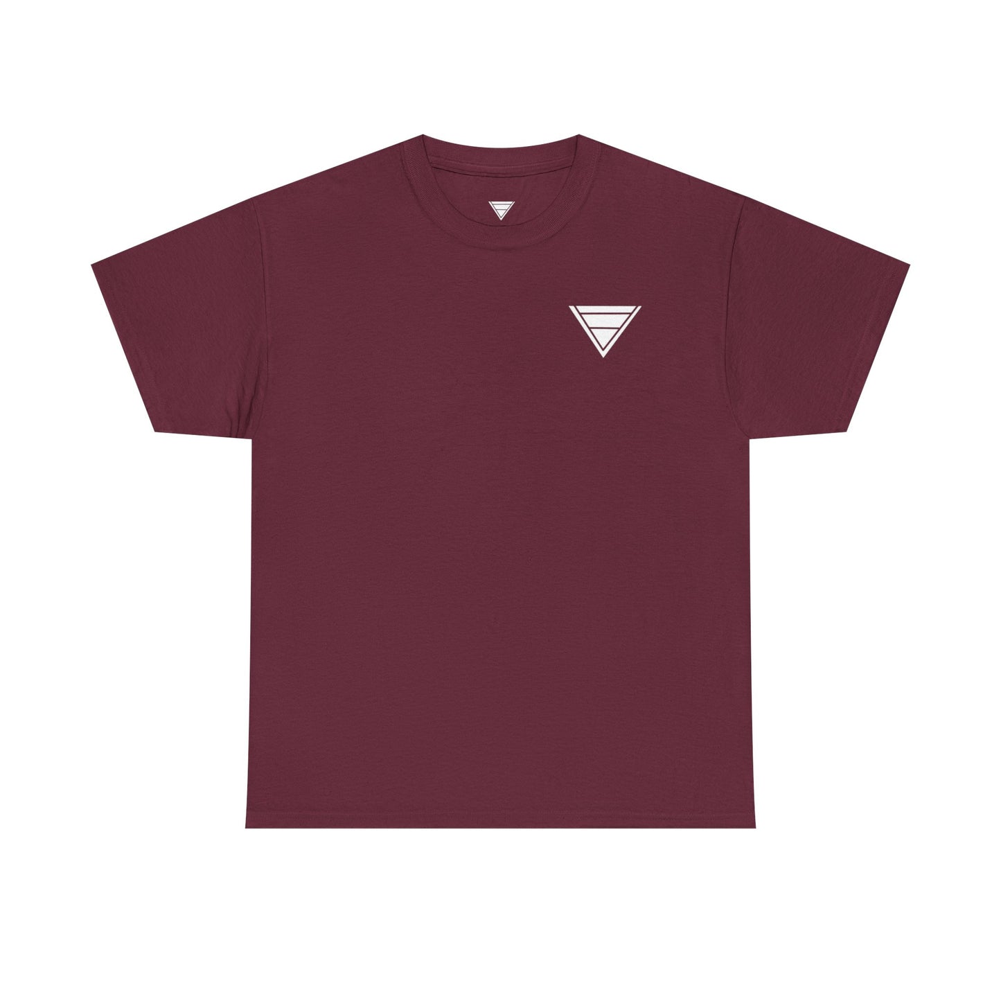 Minimal Geometric Triangle Tee — Small Black Triangle Chest Logo T-Shirt