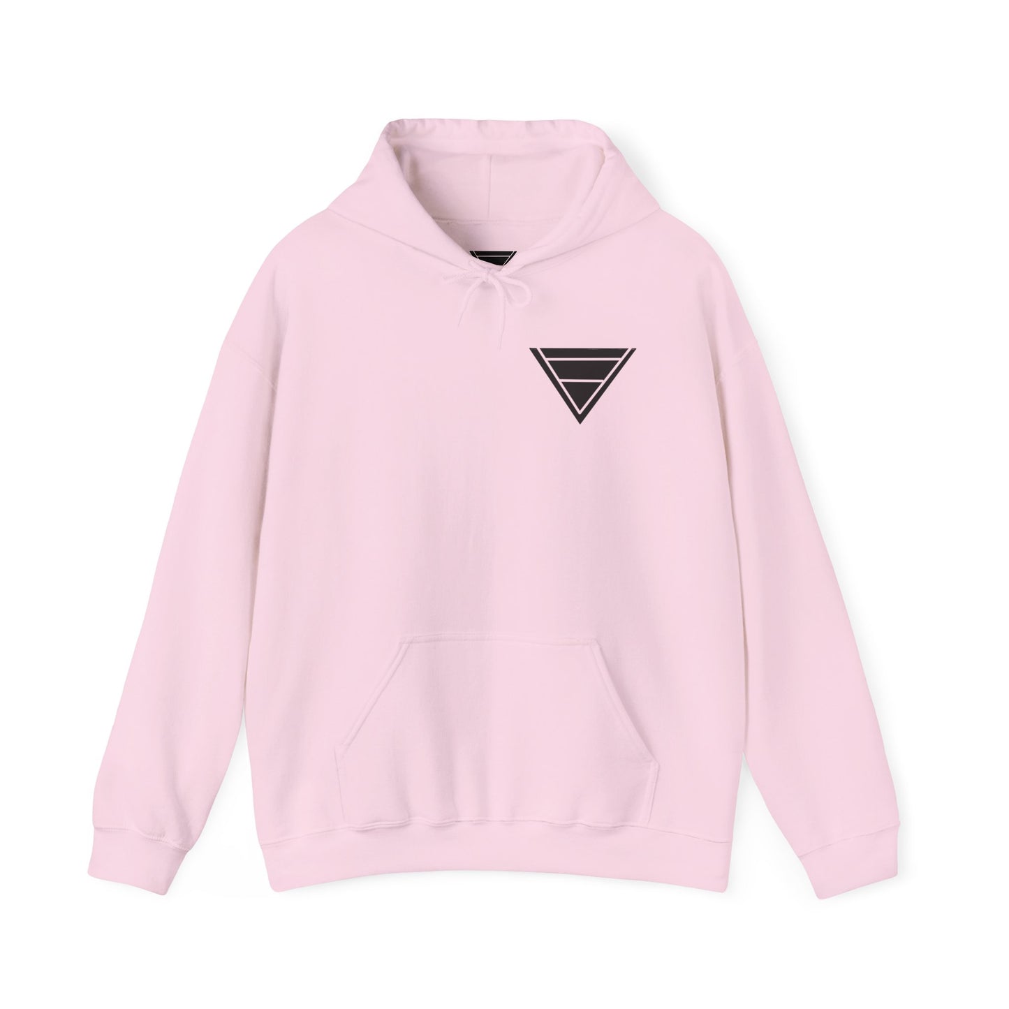 Minimal Geometric Triangle Hoodie — Small Chest Logo