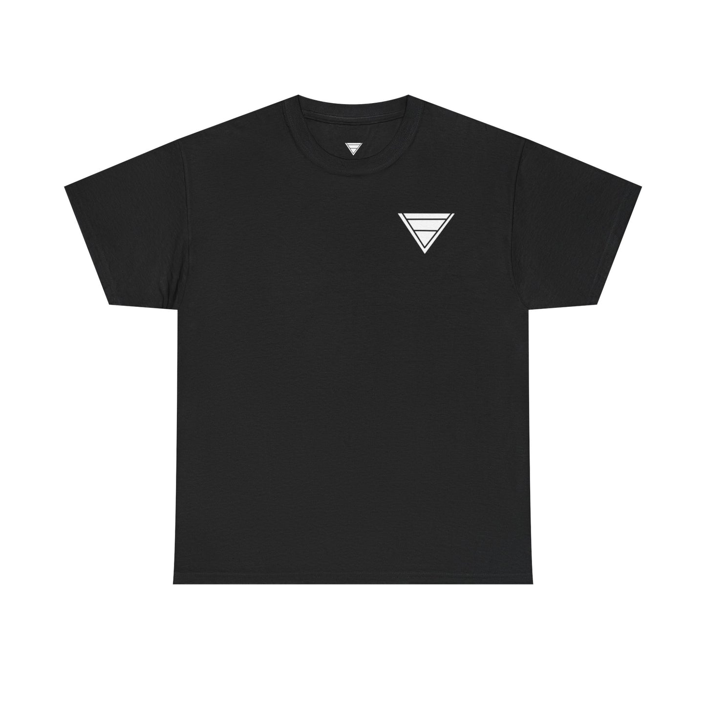 Minimal Geometric Triangle Tee — Small Black Triangle Chest Logo T-Shirt