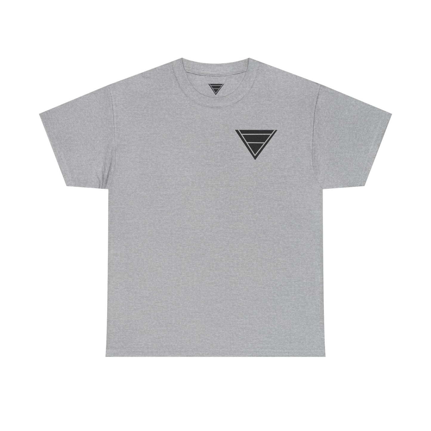 Minimal Geometric Triangle Tee — Small Black Triangle Chest Logo T-Shirt