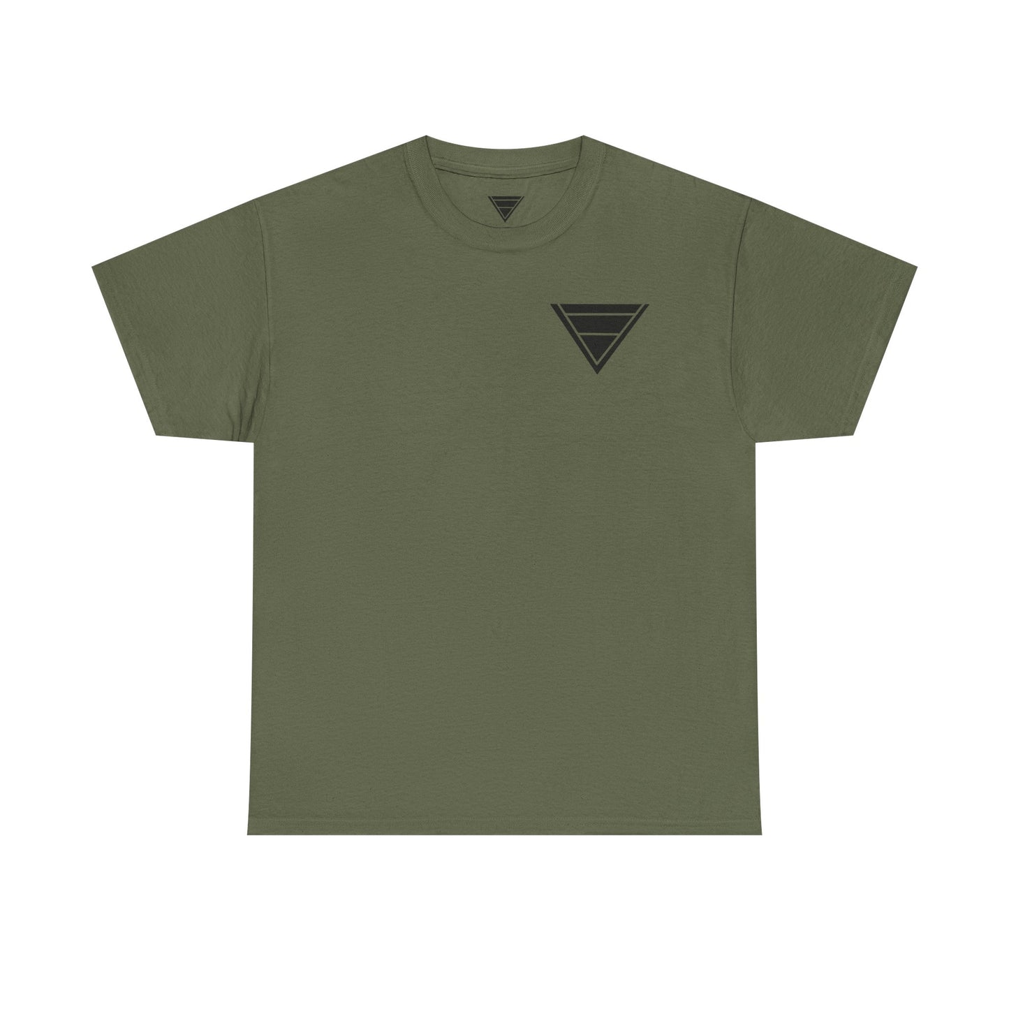 Minimal Geometric Triangle Tee — Small Black Triangle Chest Logo T-Shirt