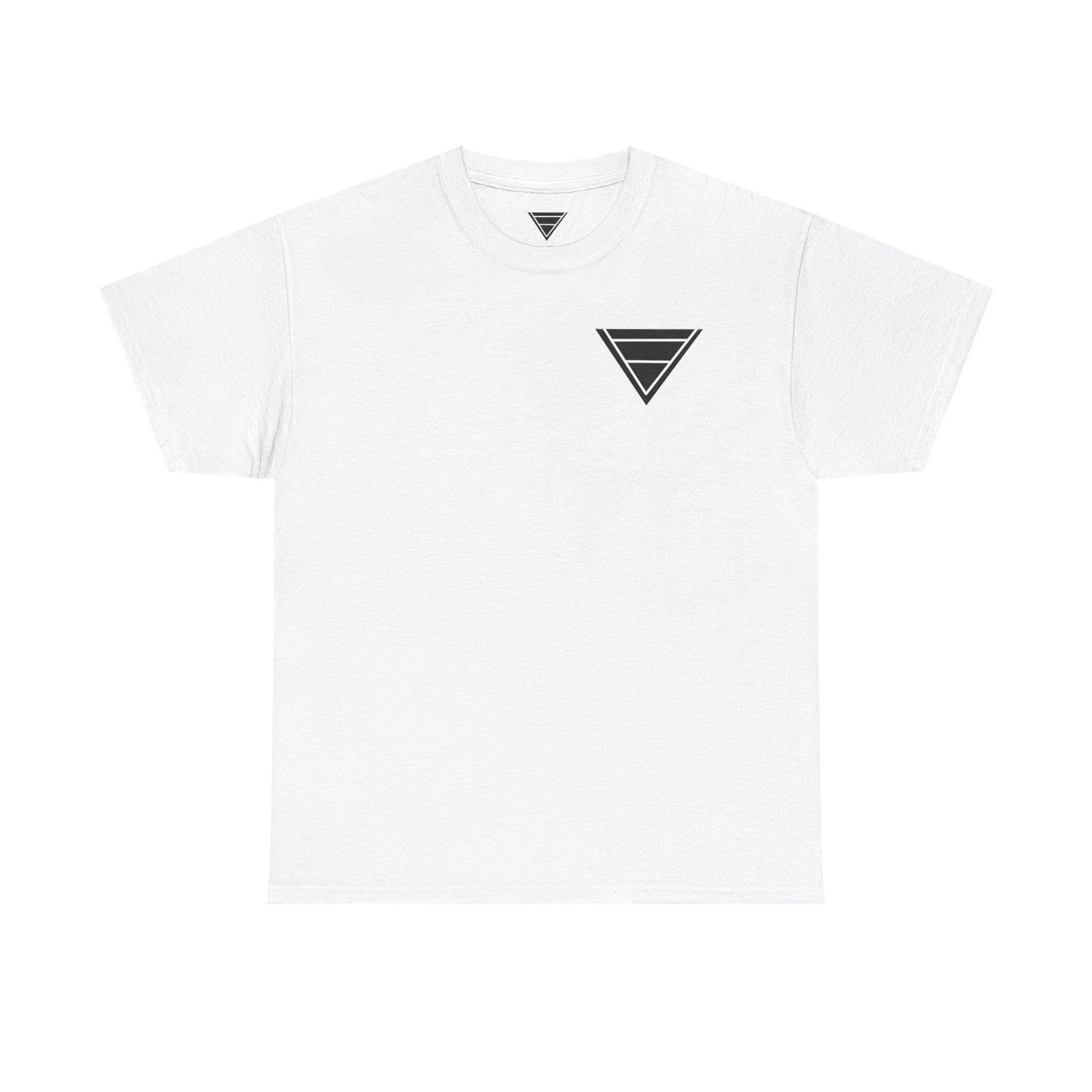 Minimal Geometric Triangle Tee — Small Black Triangle Chest Logo T-Shirt