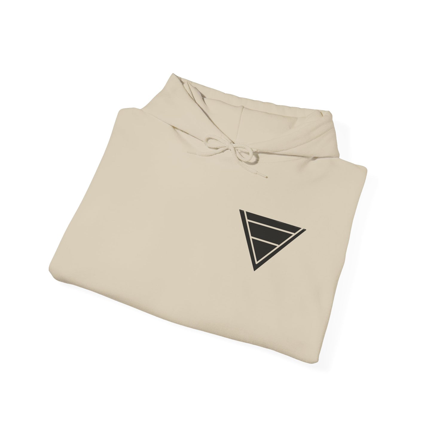 Minimal Geometric Triangle Hoodie — Small Chest Logo