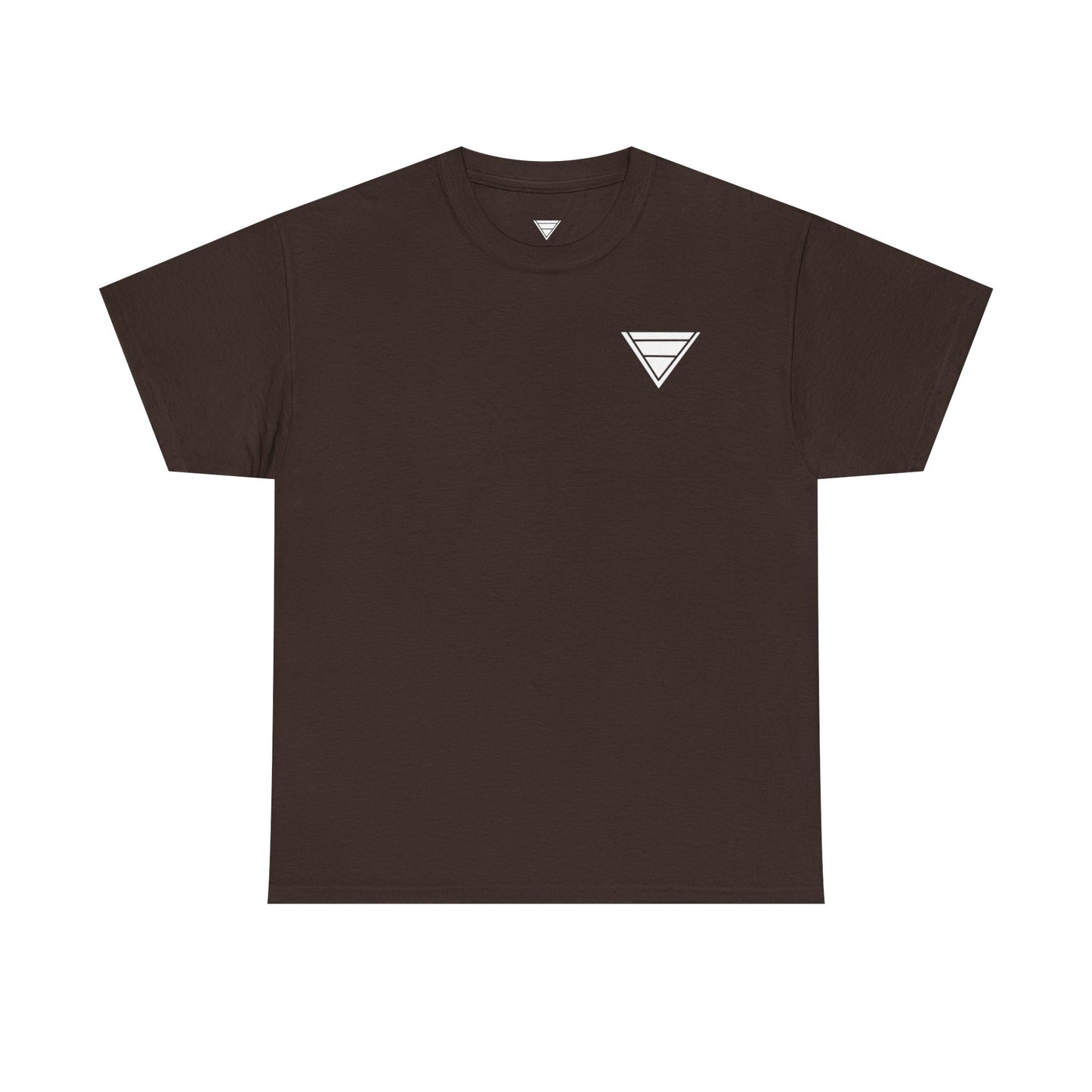 Minimal Geometric Triangle Tee — Small Black Triangle Chest Logo T-Shirt