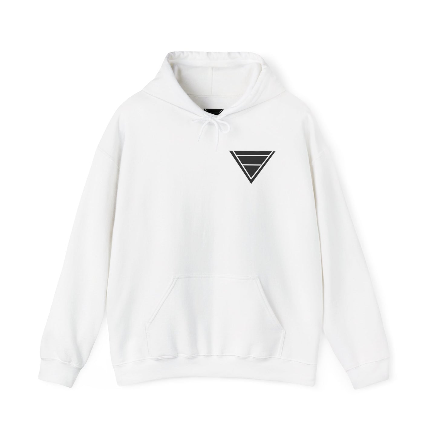 Minimal Geometric Triangle Hoodie — Small Chest Logo