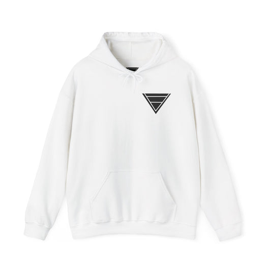 Minimal Geometric Triangle Hoodie — Small Chest Logo