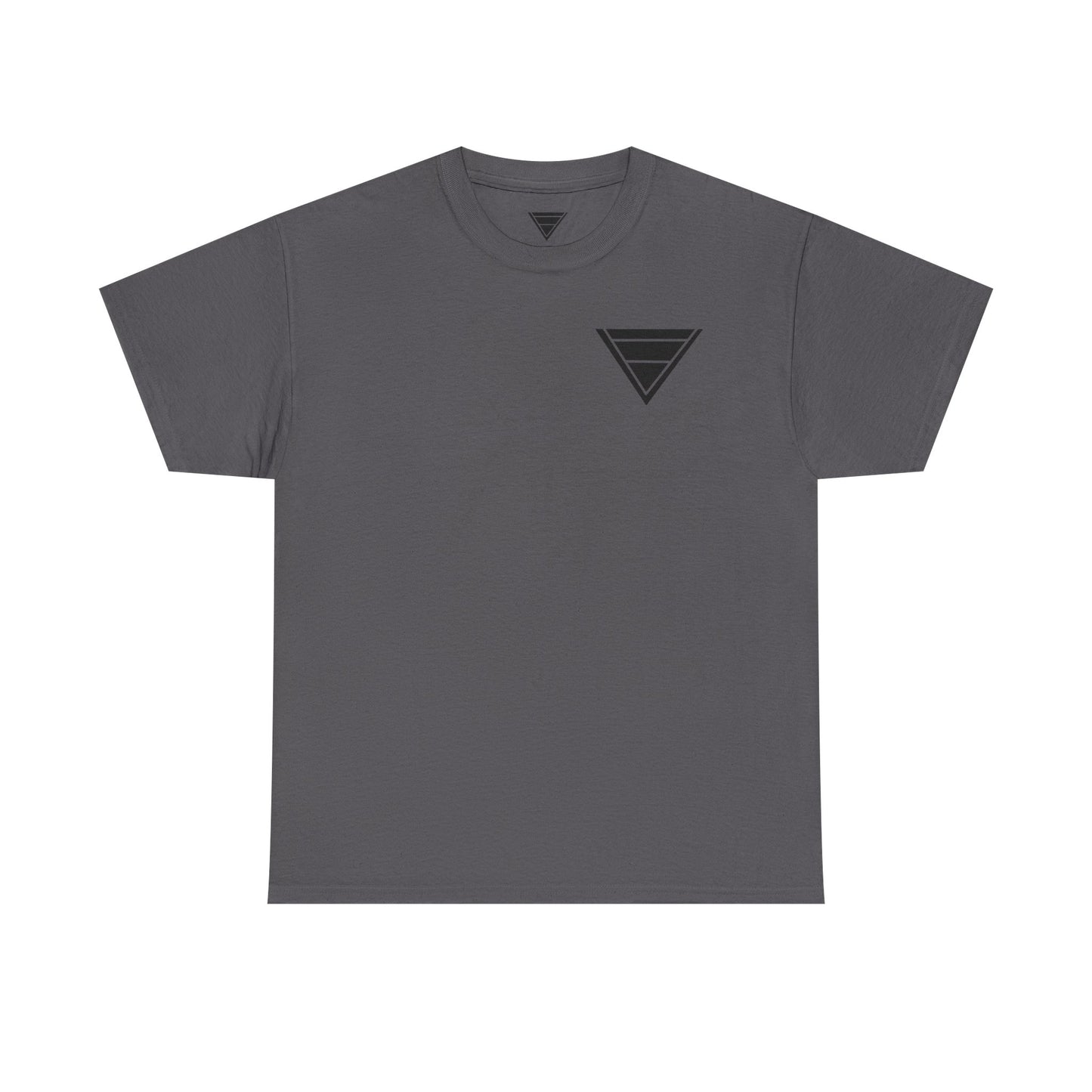 Minimal Geometric Triangle Tee — Small Black Triangle Chest Logo T-Shirt