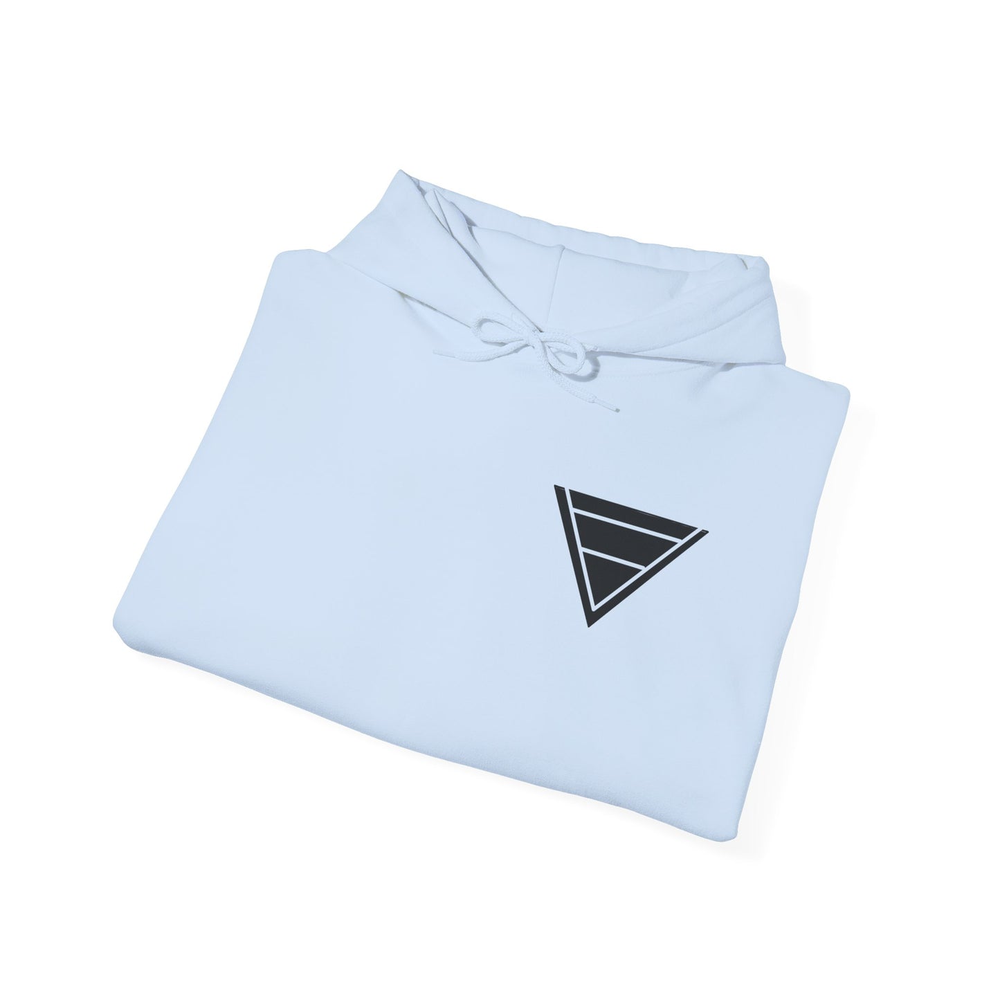 Minimal Geometric Triangle Hoodie — Small Chest Logo