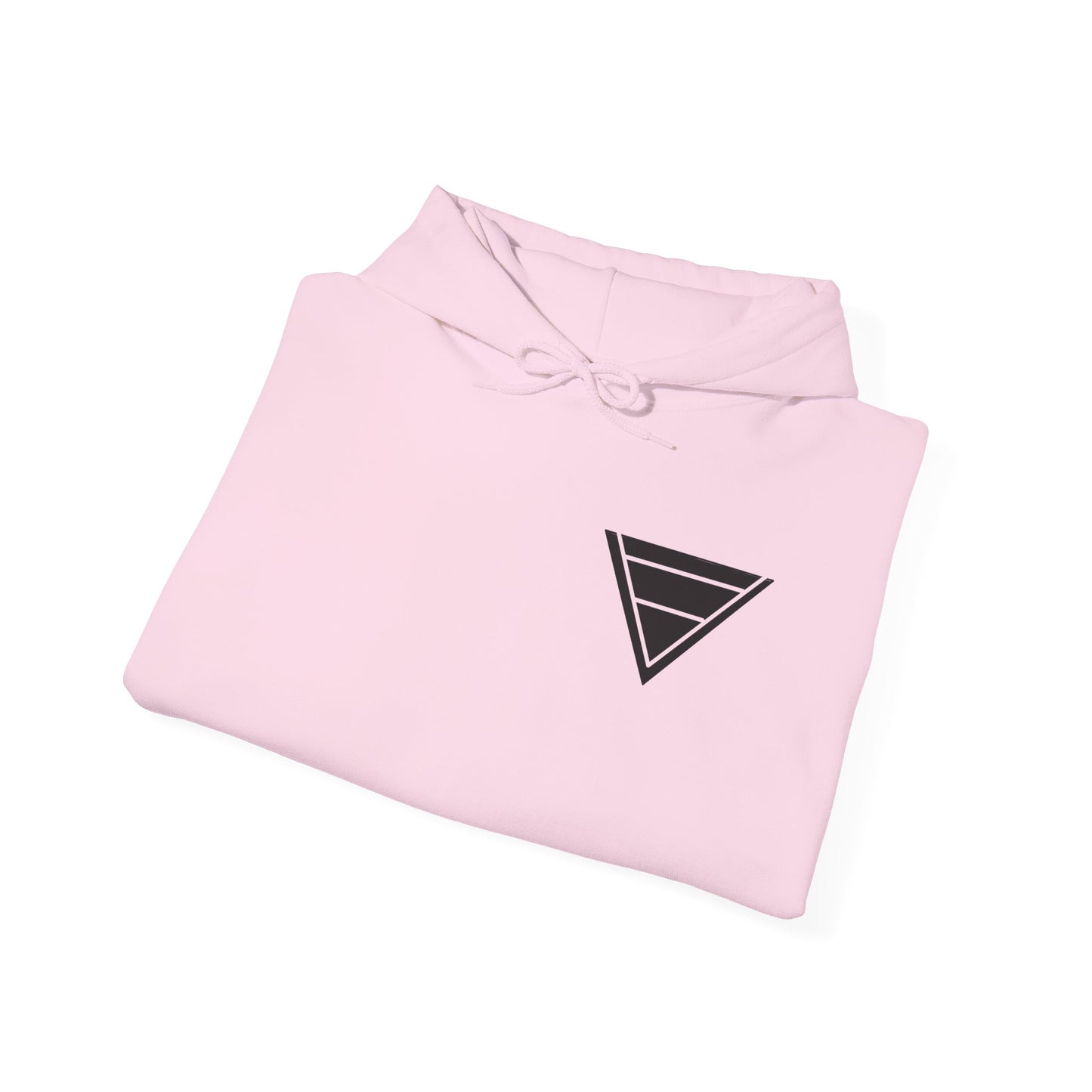 Minimal Geometric Triangle Hoodie — Small Chest Logo