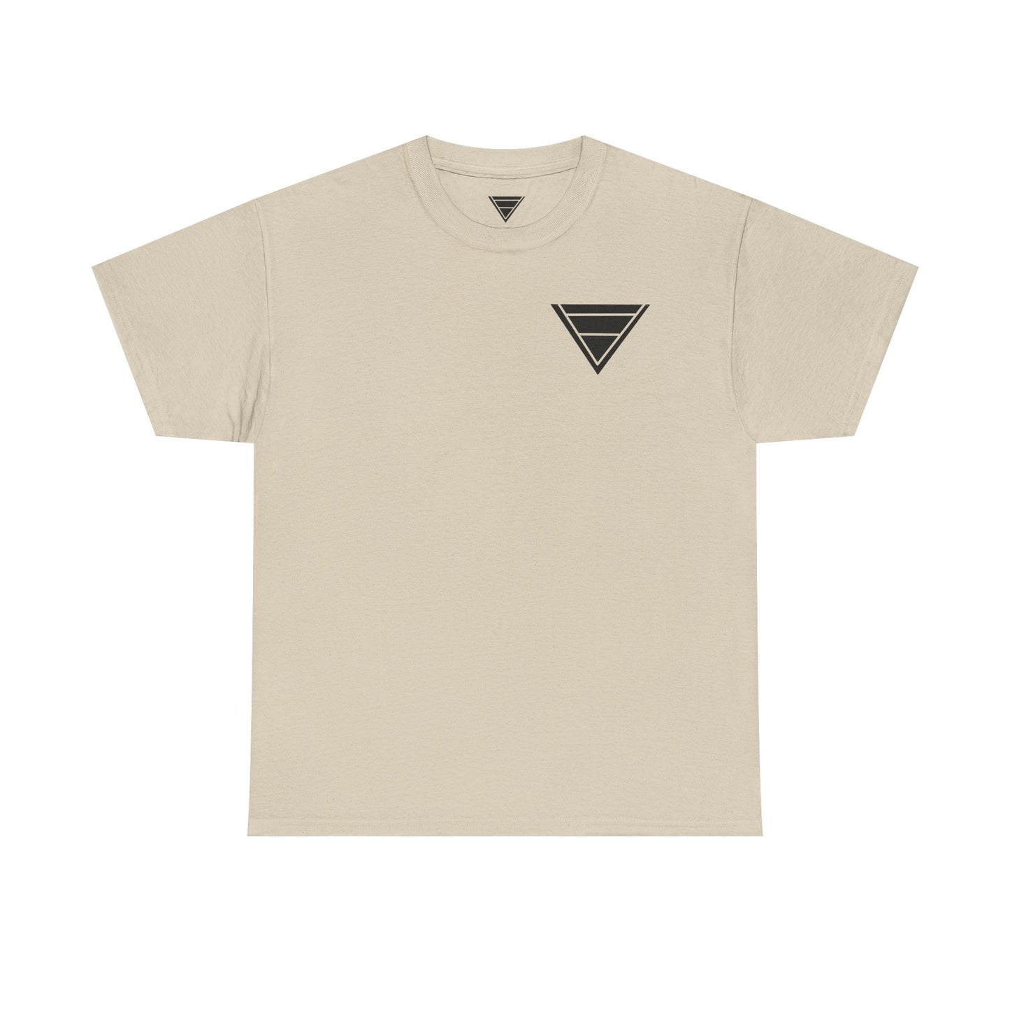Minimal Geometric Triangle Tee — Small Black Triangle Chest Logo T-Shirt