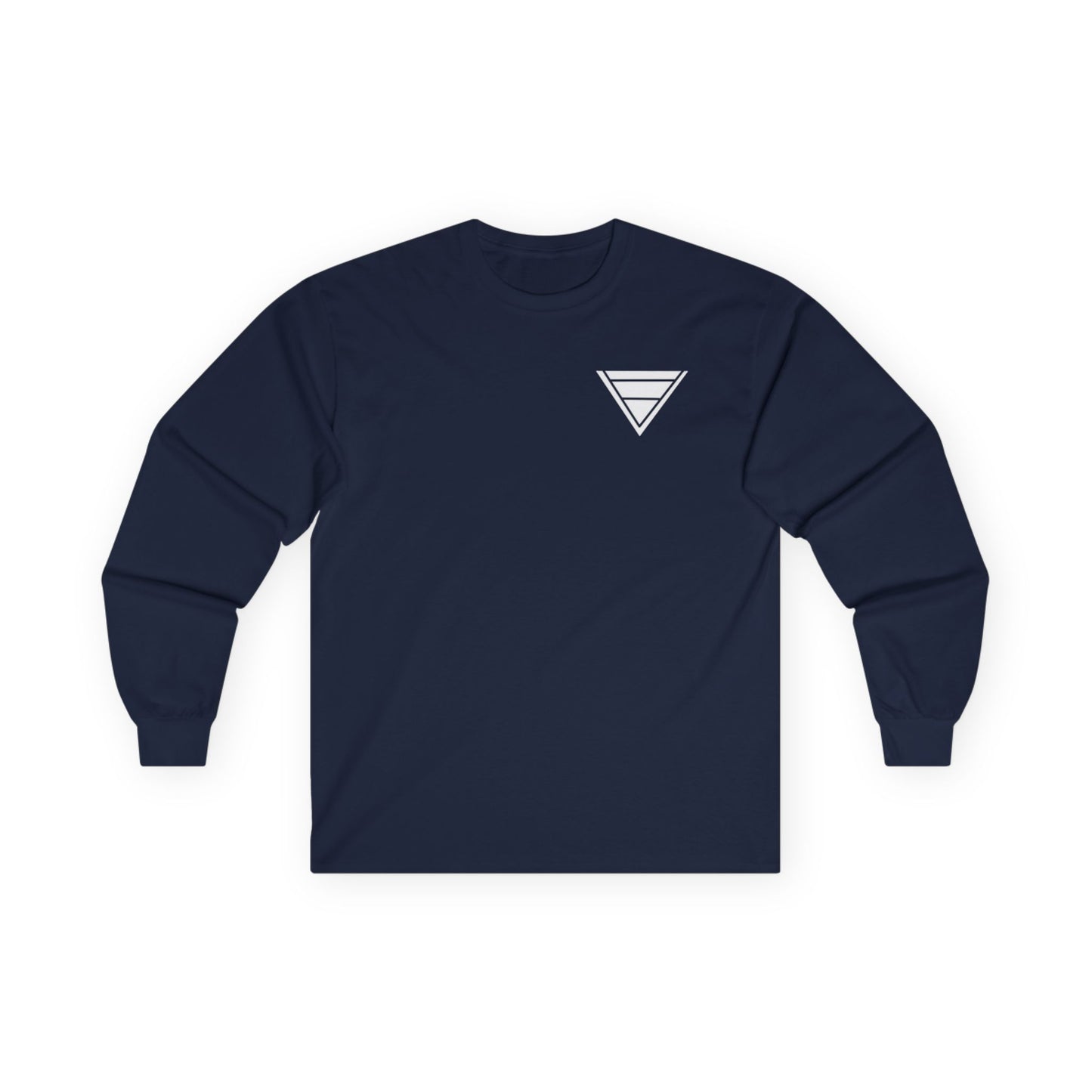 Triangle Logo Long Sleeve Tee — Minimalist Geometric Chest Print