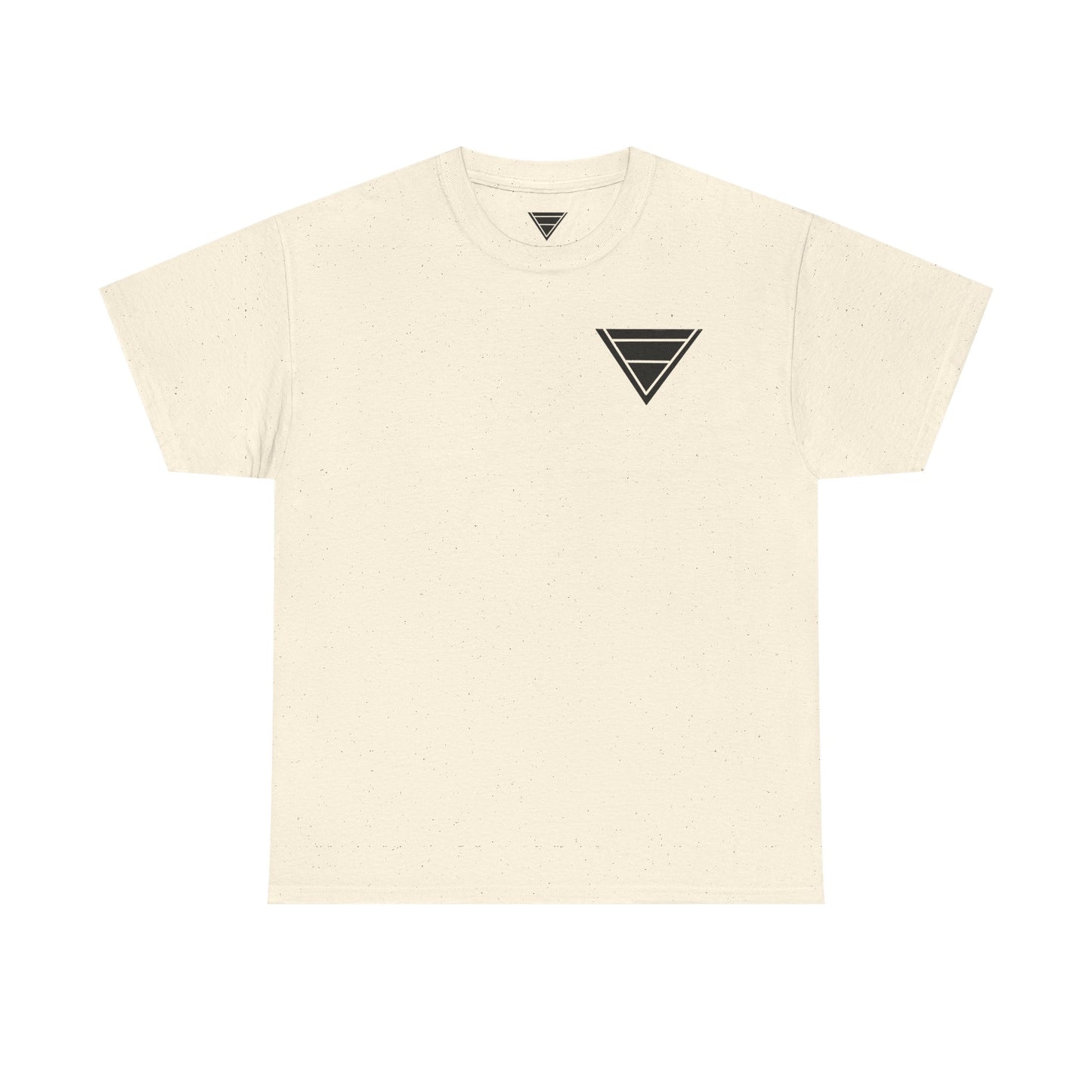 Minimal Geometric Triangle Tee — Small Black Triangle Chest Logo T-Shirt