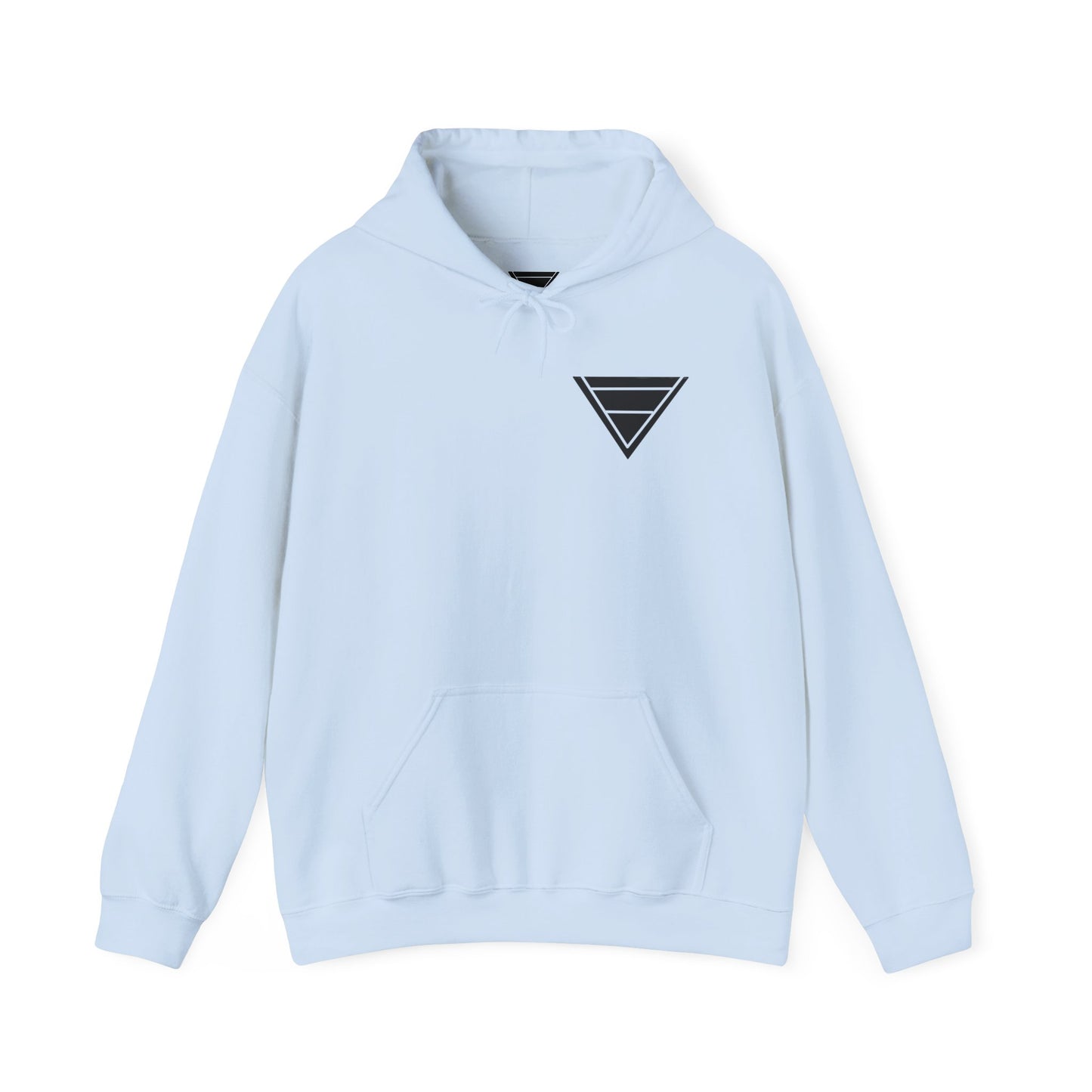 Minimal Geometric Triangle Hoodie — Small Chest Logo
