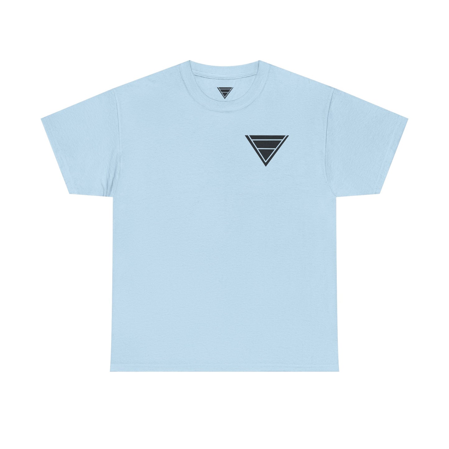 Minimal Geometric Triangle Tee — Small Black Triangle Chest Logo T-Shirt