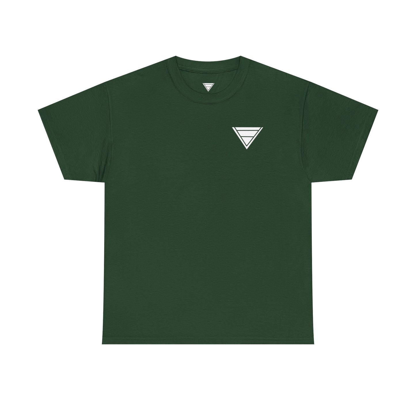Minimal Geometric Triangle Tee — Small Black Triangle Chest Logo T-Shirt